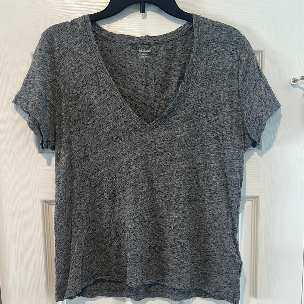 Gray V-Neck Women's Top